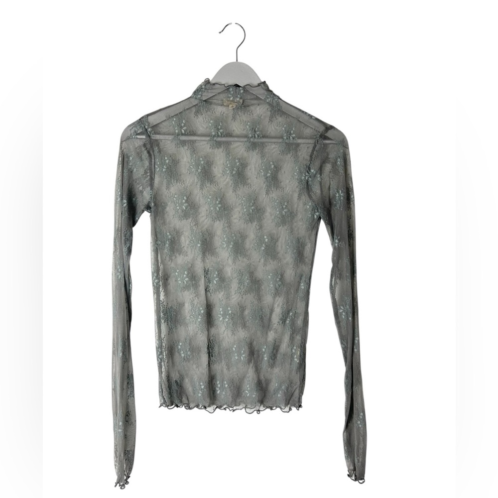 Sheer lace long sleeve top size M layering Hem & Thread gray whimsigoth goth